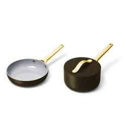Caraway Ceramic Nonstick 3-Piece Cookware Set with Bonus Storage