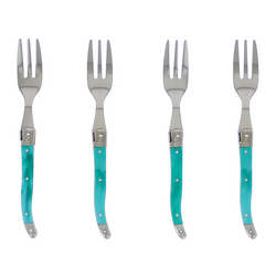 French Home Turquoise Laguiole Cake Forks, Set of 4