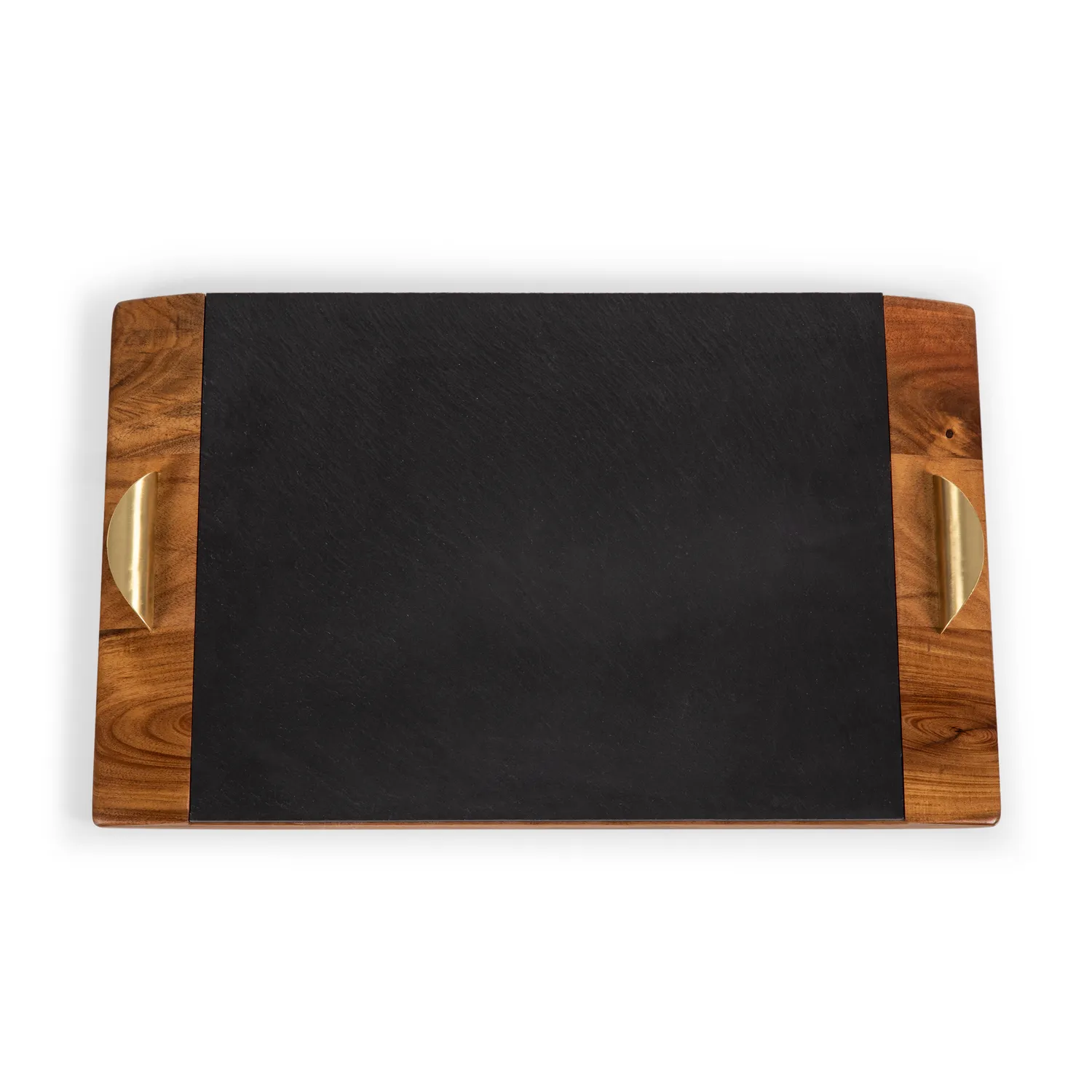 Picnic Time Covina Acacia Wood & Slate Serving Tray