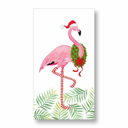 Caspari Christmas Flamingo Guest Napkins, Set of 15
