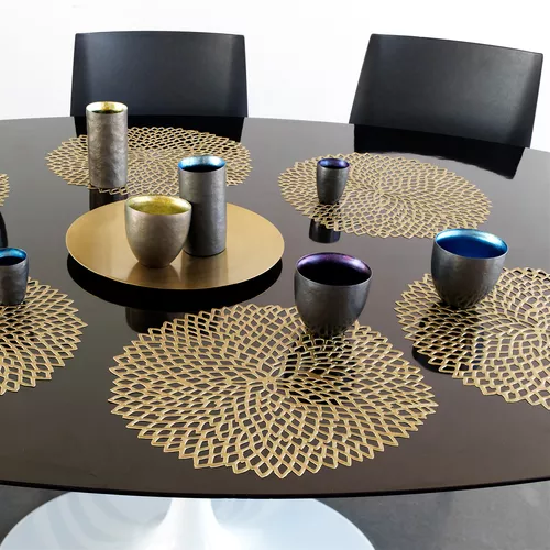 Chilewich Brass Pressed-Dahlia Placemat