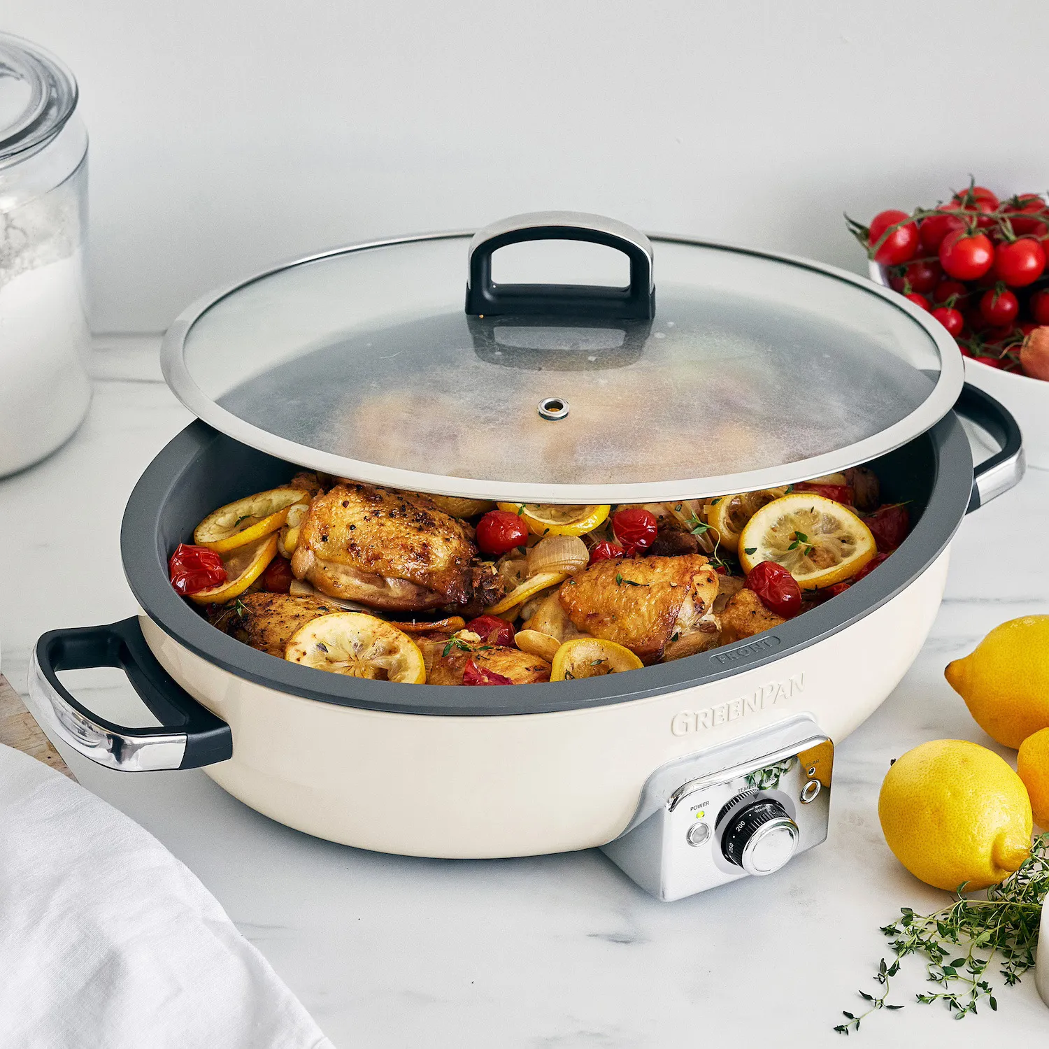 GreenPan Elite Ceramic Nonstick Oval Electric Skillet, 5.5 qt.