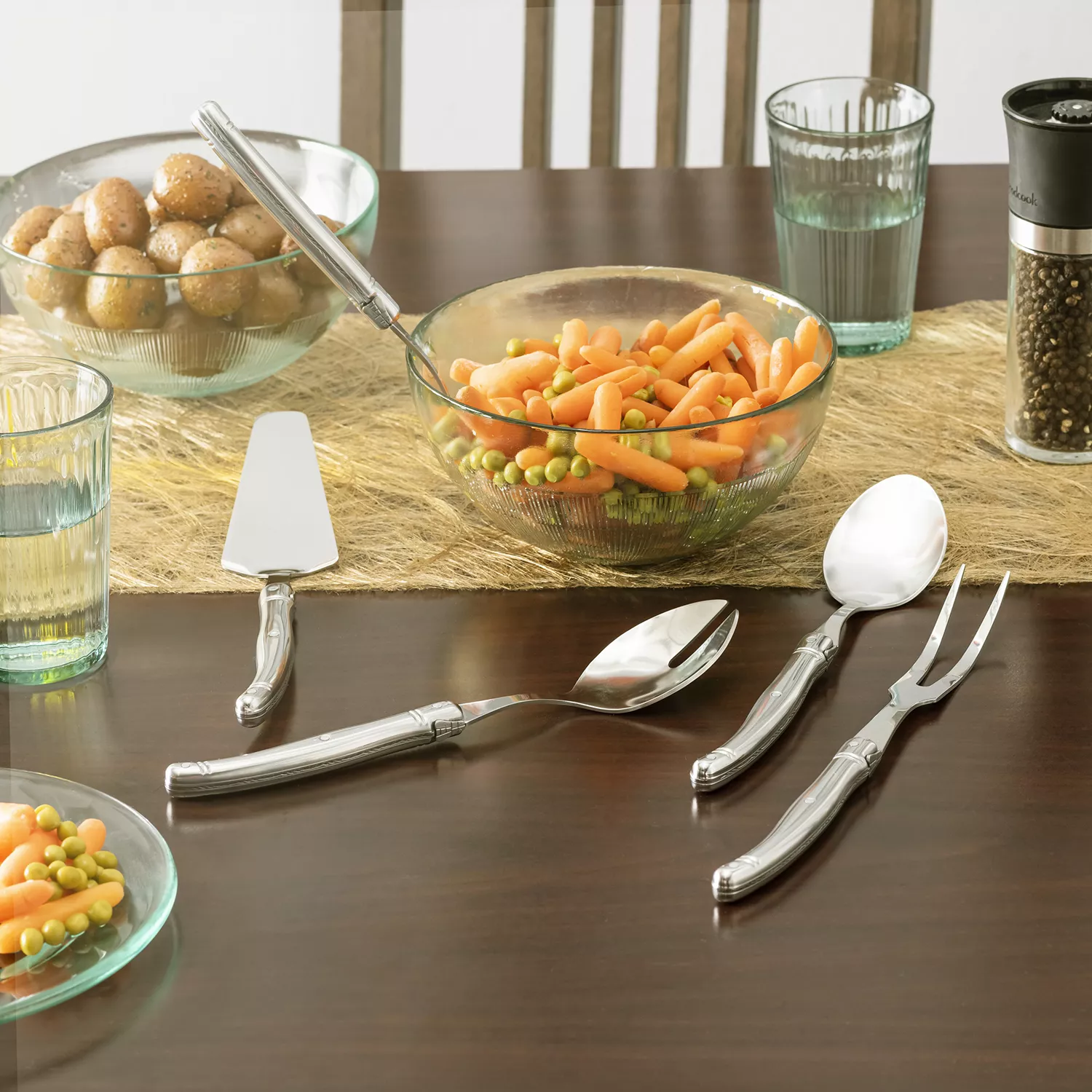 French Home Shades of Blue Laguiole Hostess Servers, Set of 5