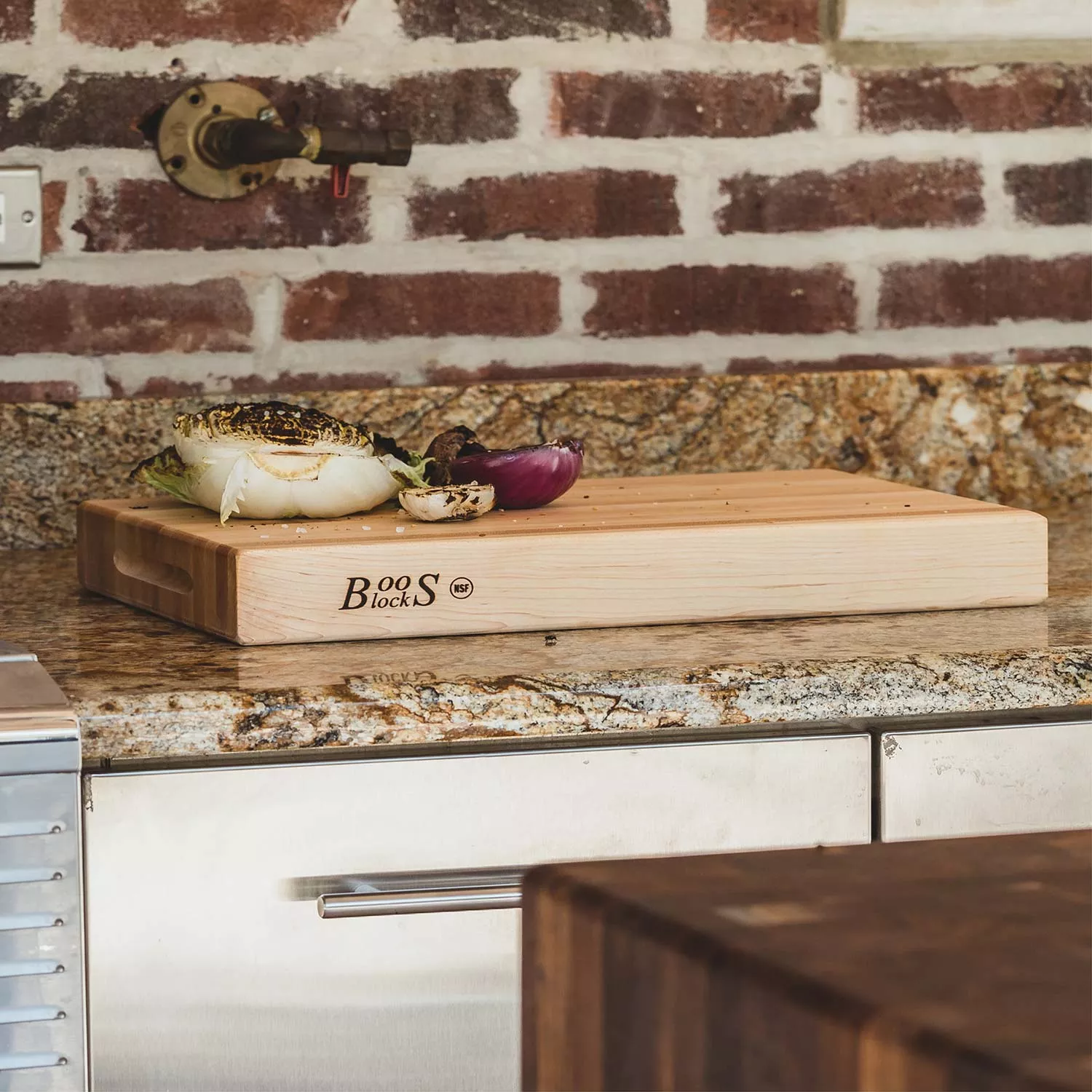 John Boos Maple Edge-Grain Cutting Boards w/ Insert, 2.25" Thick
