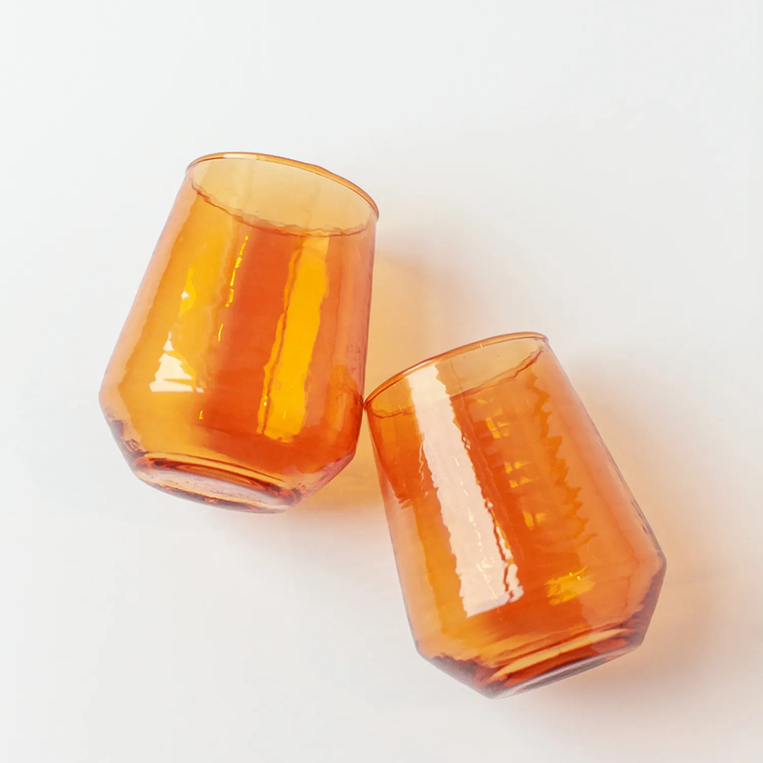 Powered by People Handblown Hammered Tumbler Glasses, Set of 4