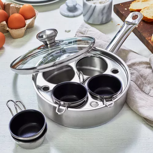 Demeyere Resto3 4-Cup Stainless Steel Egg Poacher Set