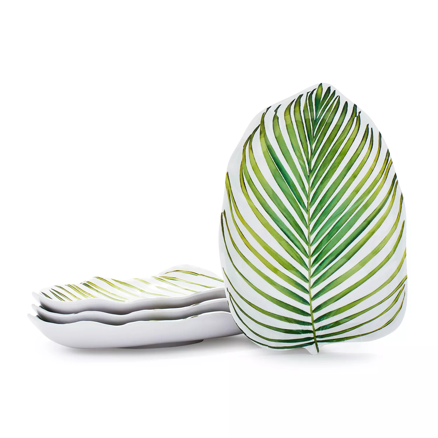Sur La Table Palm-Leaf-Shaped Melamine Plates, Set of 4