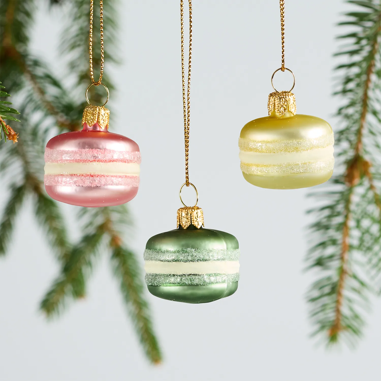 Sur La Table Macaron Glass Ornaments, Set of 3