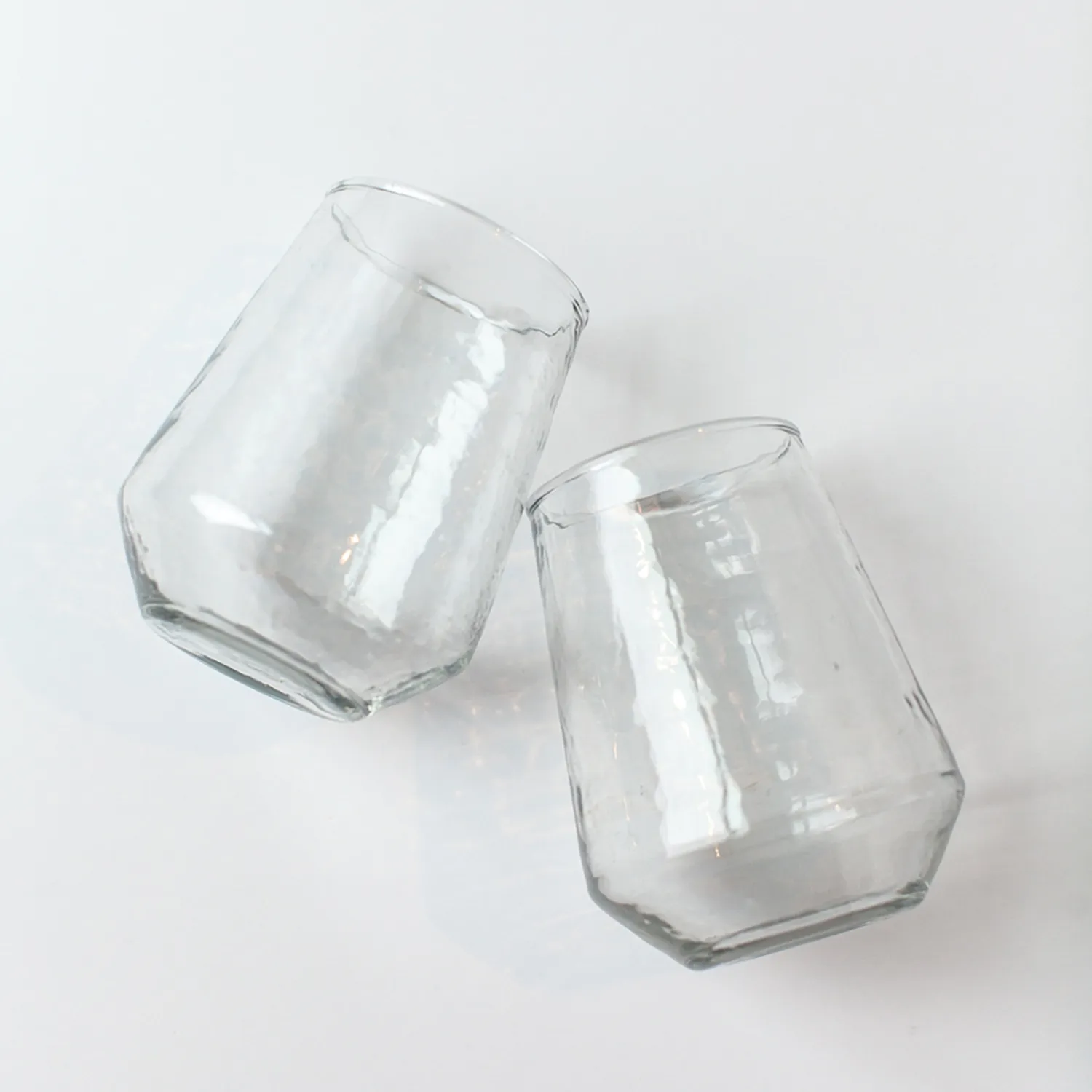 Powered by People Handblown Hammered Tumbler Glasses, Set of 4