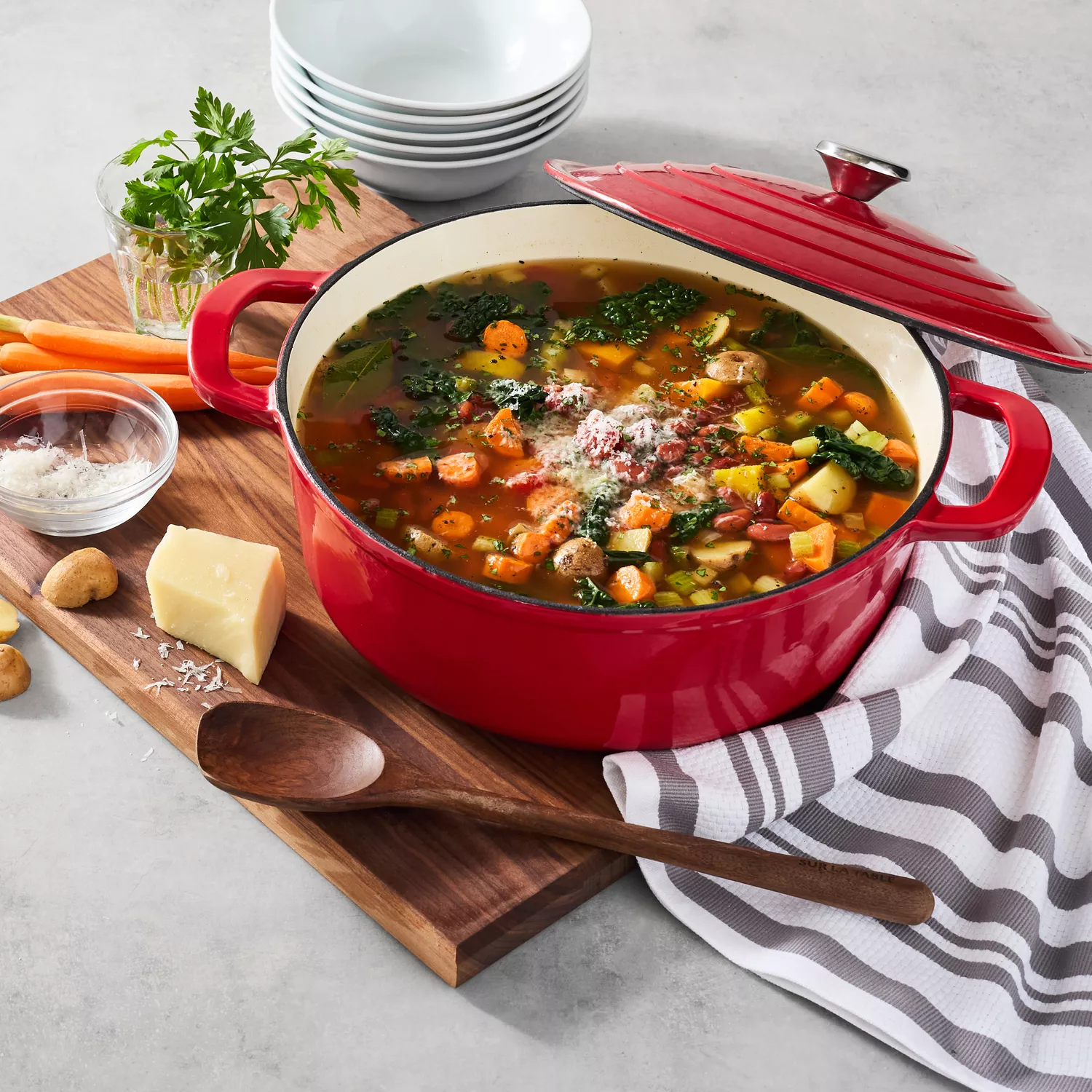 Sur La Table Enameled Cast Iron Round Wide Covered Dutch Oven, 7 qt.