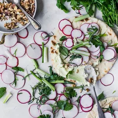 Flatbread with Radishes, Feta, and Spring Herbs