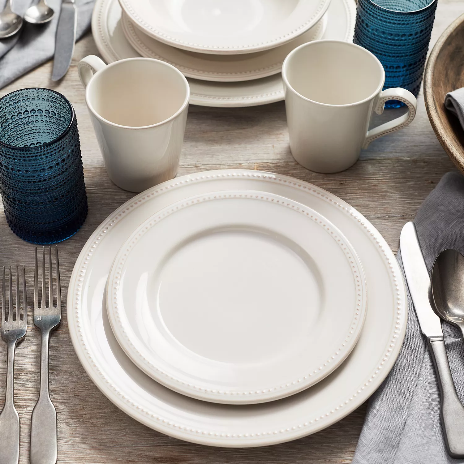 Sur La Table Pearl Stoneware 16-Piece Dinnerware Set