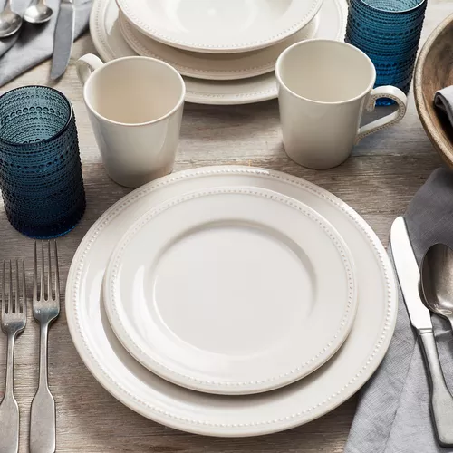 Sur La Table Pearl Stoneware 16-Piece Dinnerware Set