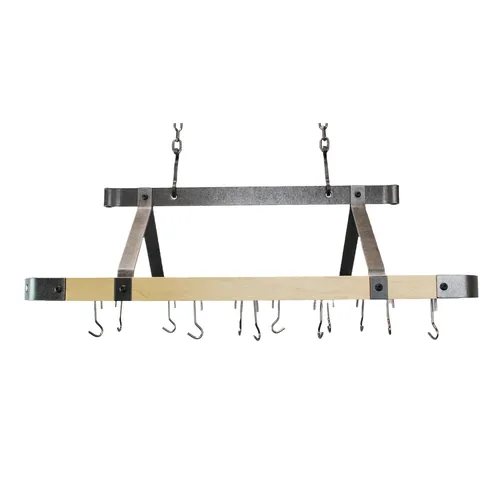 Enclume Signature Maple & Hammered Steel Oval Ceiling Pot Rack