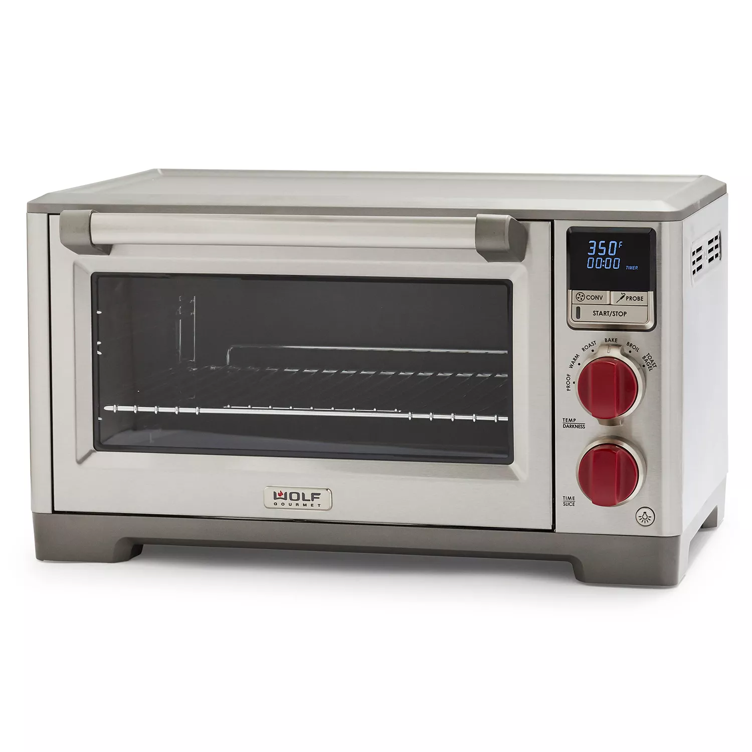 Wolf Gourmet Countertop Oven with Red Knobs