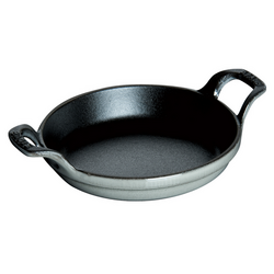 Staub Graphite Roasting Dish, 8 oz. Its black matte finish on the inside of the pan allows for better browning, braising, and roasting