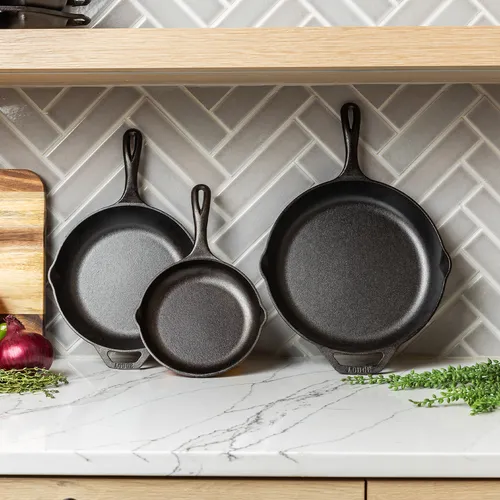 Lodge Chef Collection Set of 3 Skillets, 8", 10", & 12"
