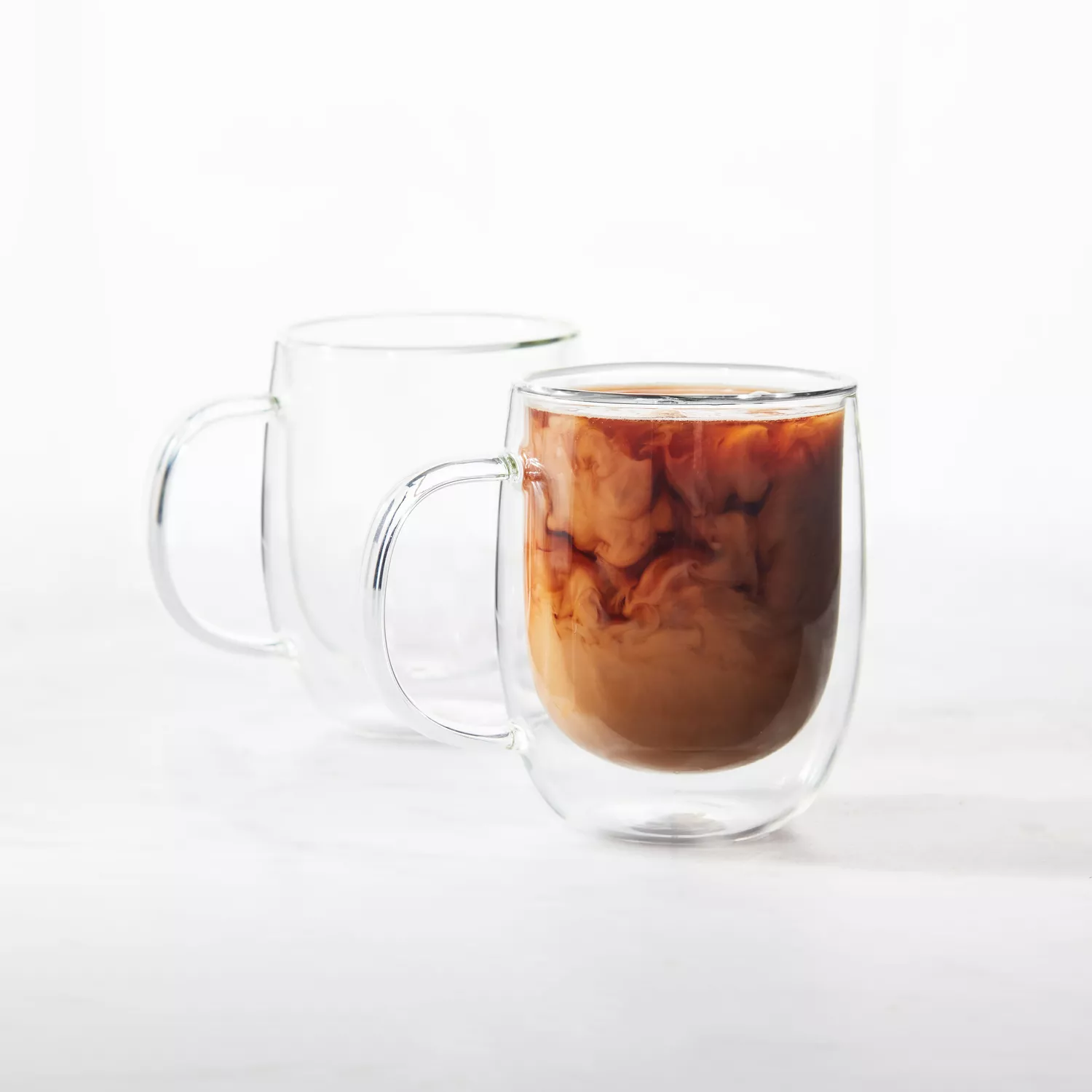 Double Walled Glass Coffee Mugs, Set of 2