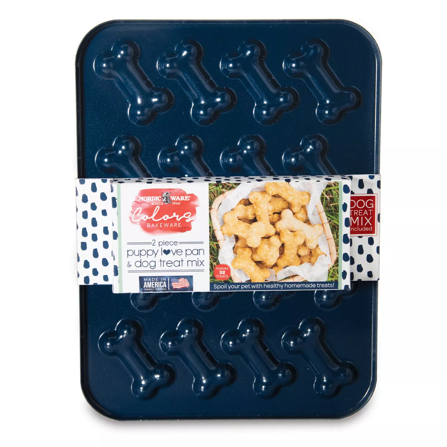 Nordic Ware Puppy Love Treat Pan and Dog Treat Mix Set