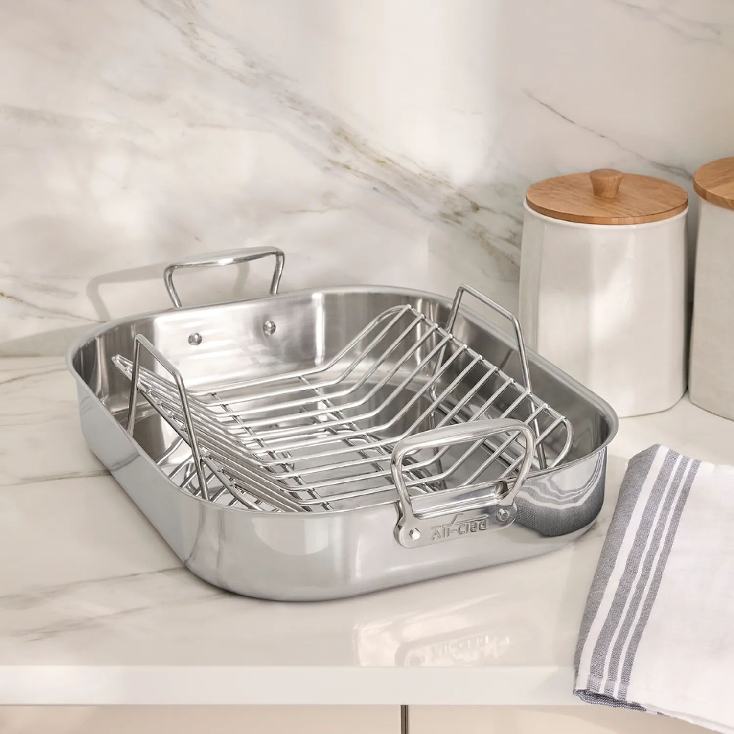 All-Clad Specialty Cookware Stainless Steel Roaster With Rack, 14"x18"