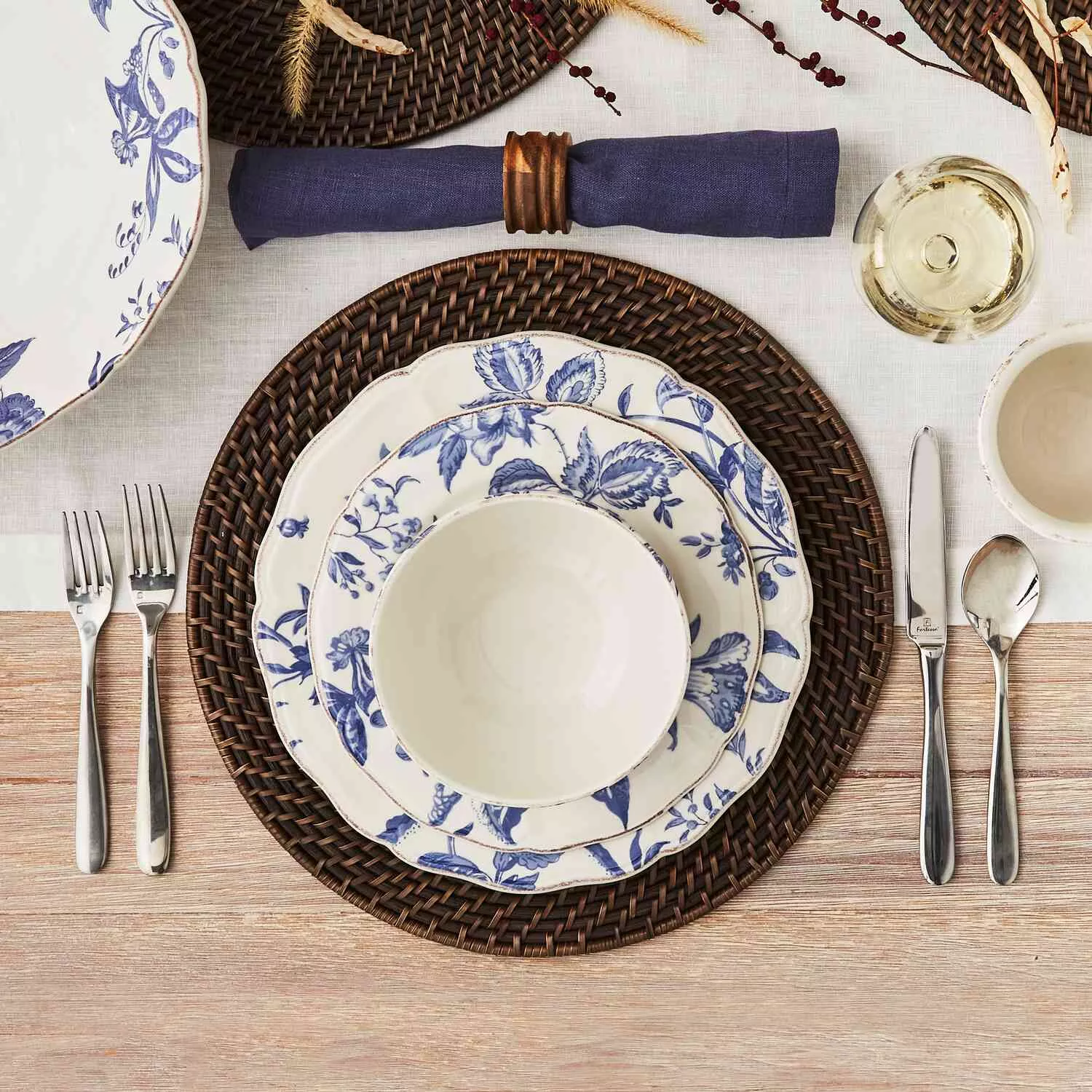 Sur La Table Italian Blue Floral Dinner Plate