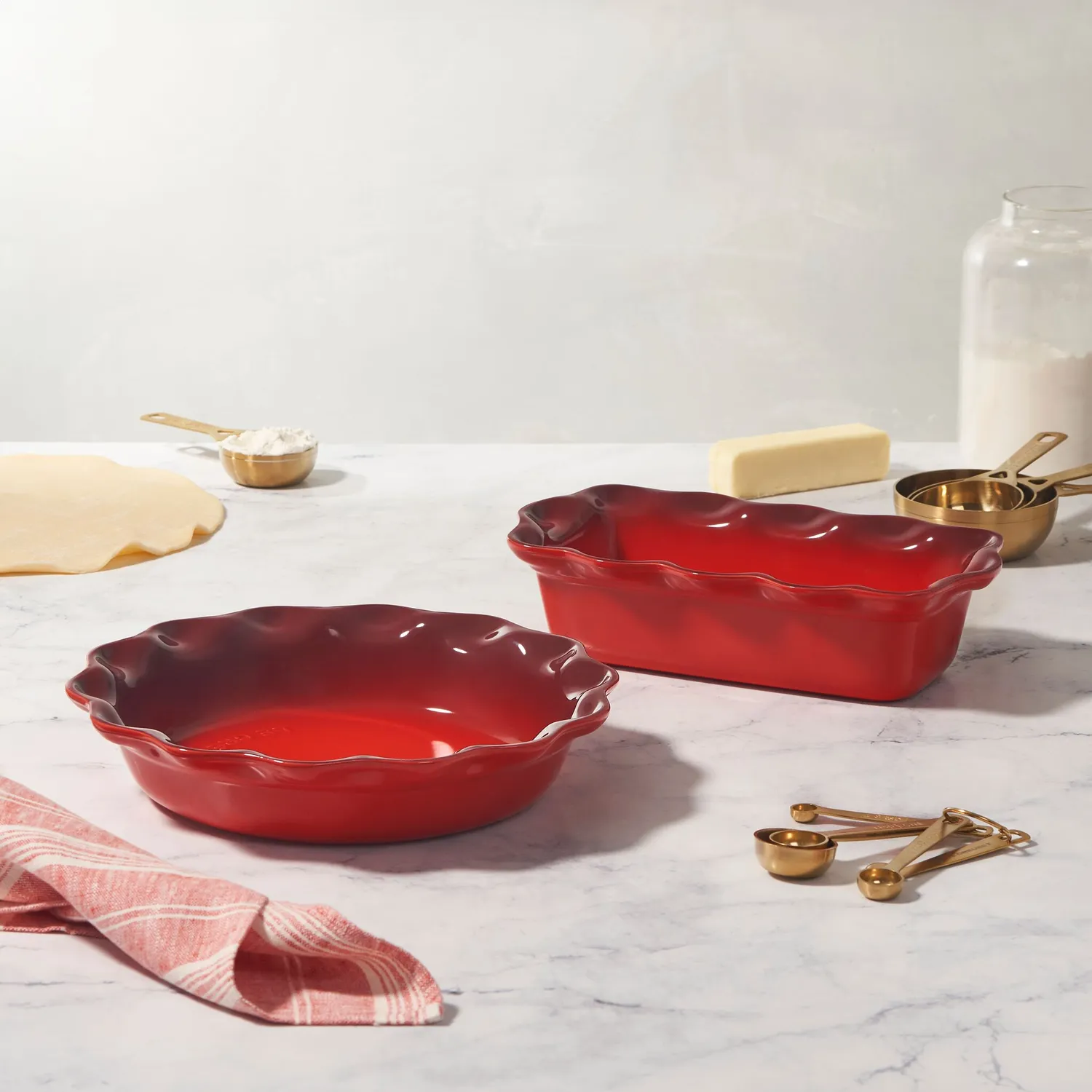 Le Creuset Heritage Fluted Pie Dish & Loaf Pan Set