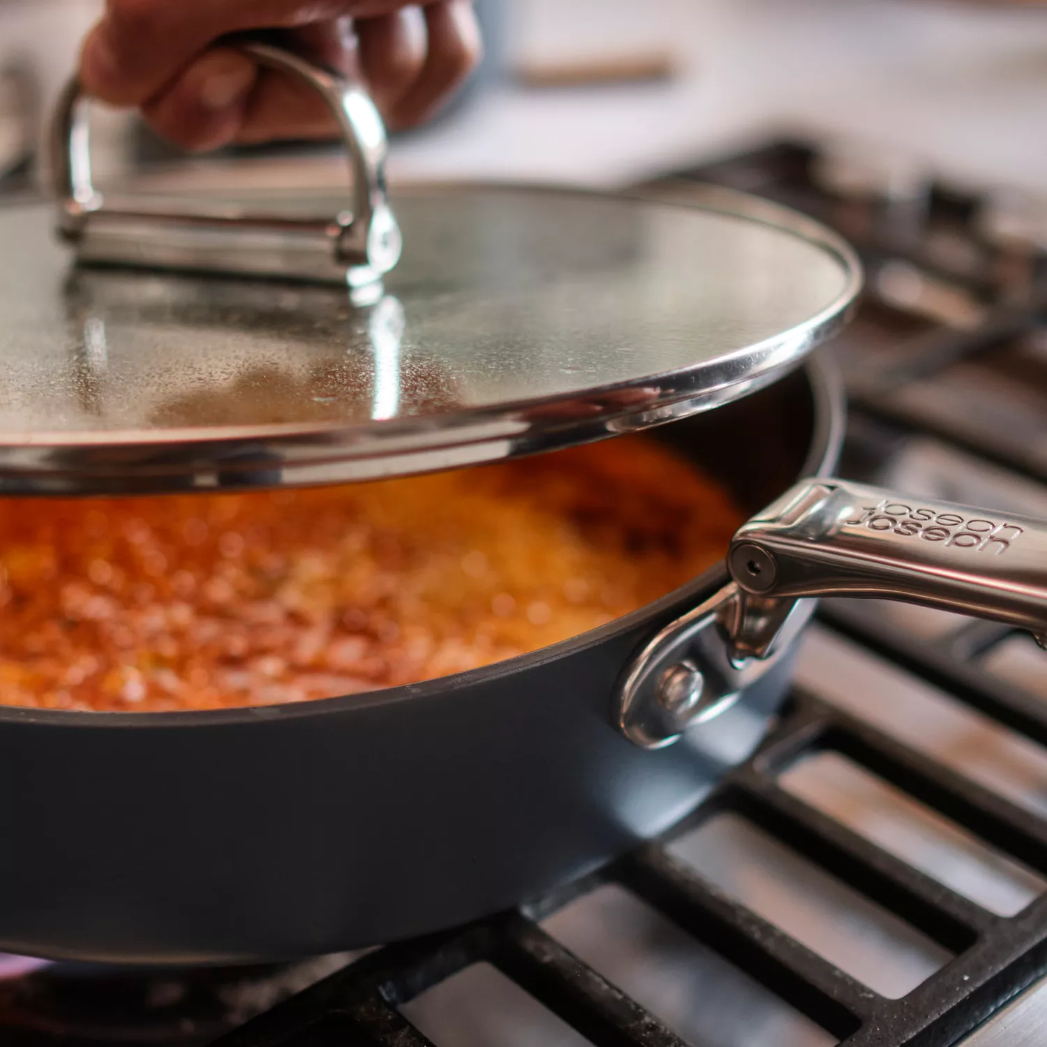 Joseph Joseph Space Ceramic Nonstick Sauté Pan with Folding Handle & Lid, 3.8-qt.