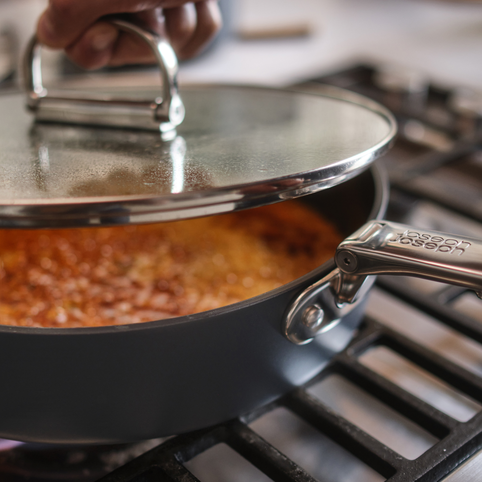 Joseph Joseph Space Ceramic Nonstick Sauté Pan with Folding Handle & Lid, 3.8-qt.