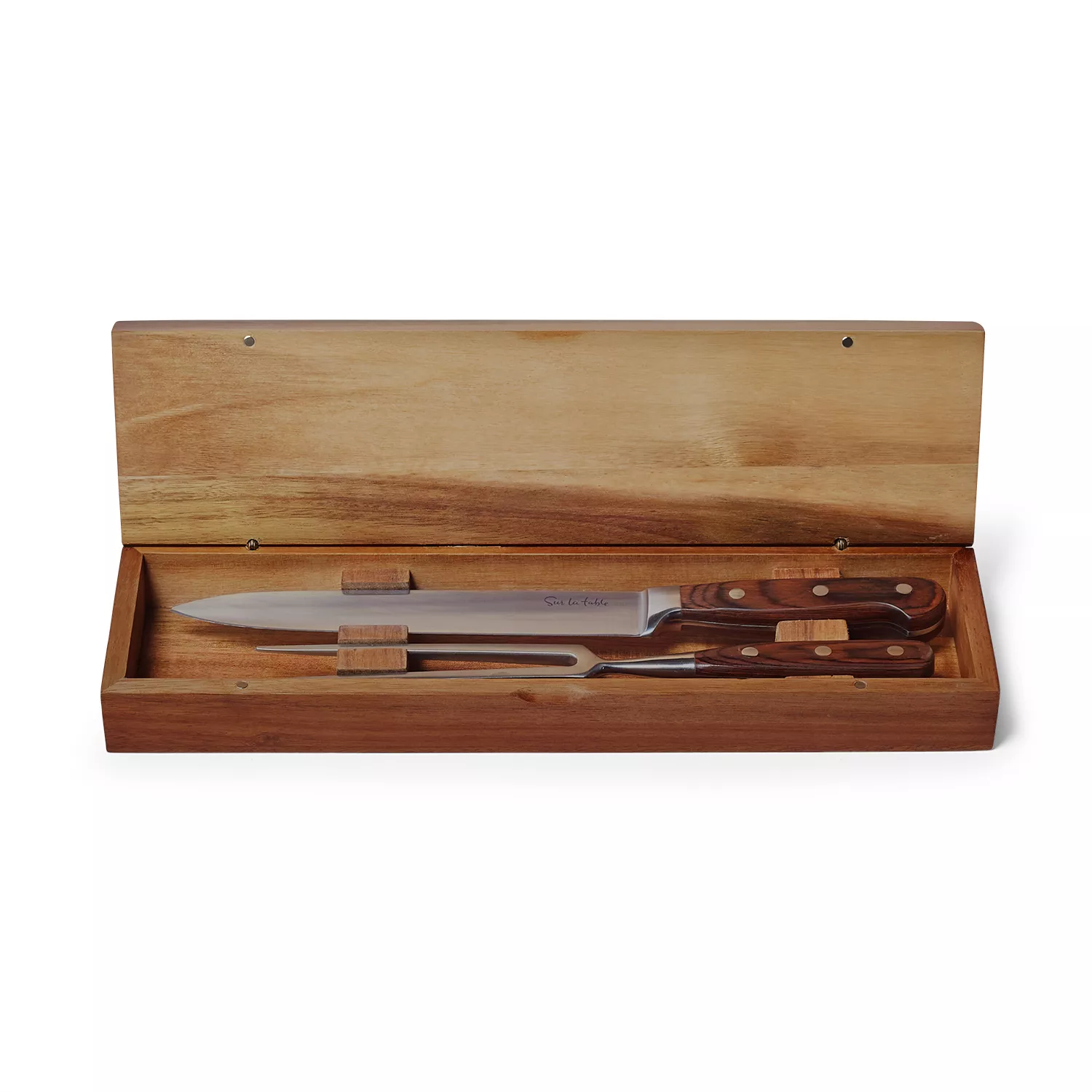 2pc Stainless Steel Laquiole Pakkawood Carving Set Brown - French