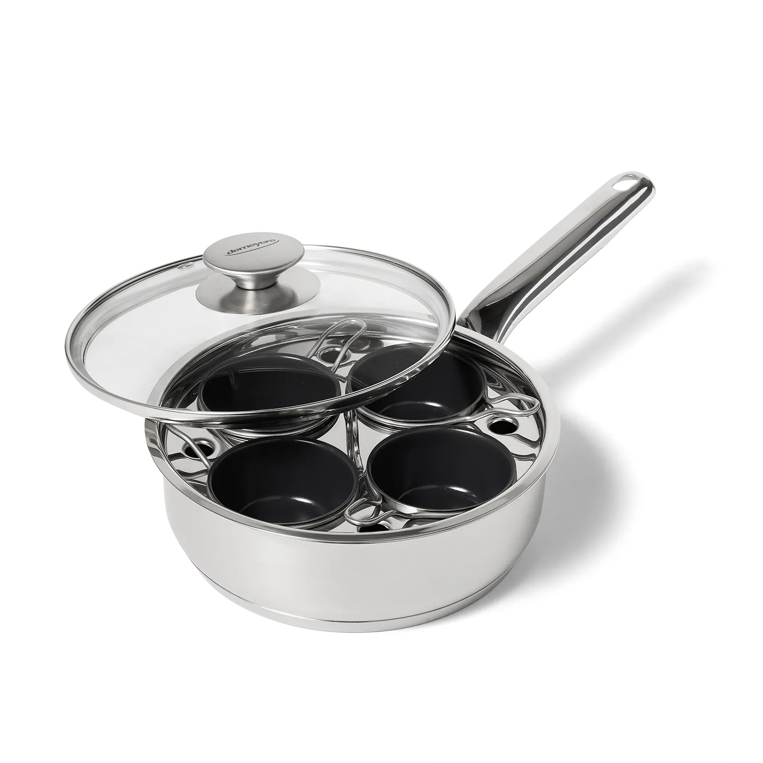 Demeyere Resto3 Stainless Steel Ceramic Nonstick 4-Cup Egg Poacher Set