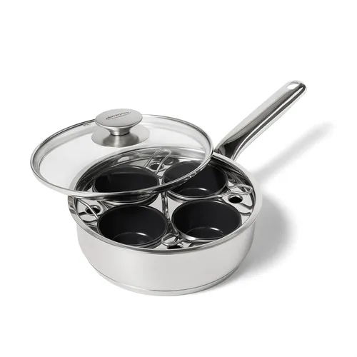 Demeyere Resto3 Stainless Steel Ceramic Nonstick 4-Cup Egg Poacher Set