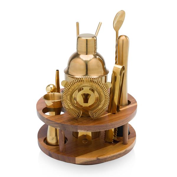 Picnic Time Acacia Gold Bar Tools, Set of 13