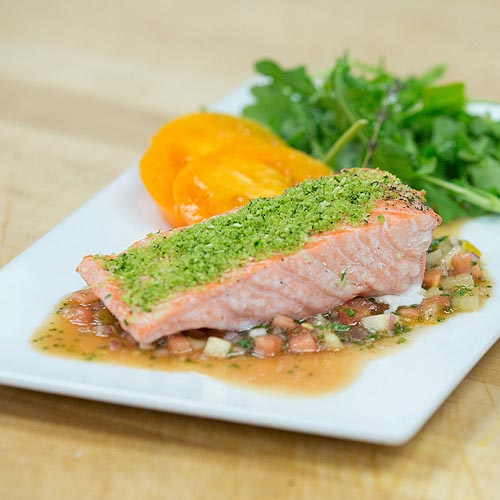Herb Crusted Salmon with Tomato Vinaigrette in the Pressure Oven