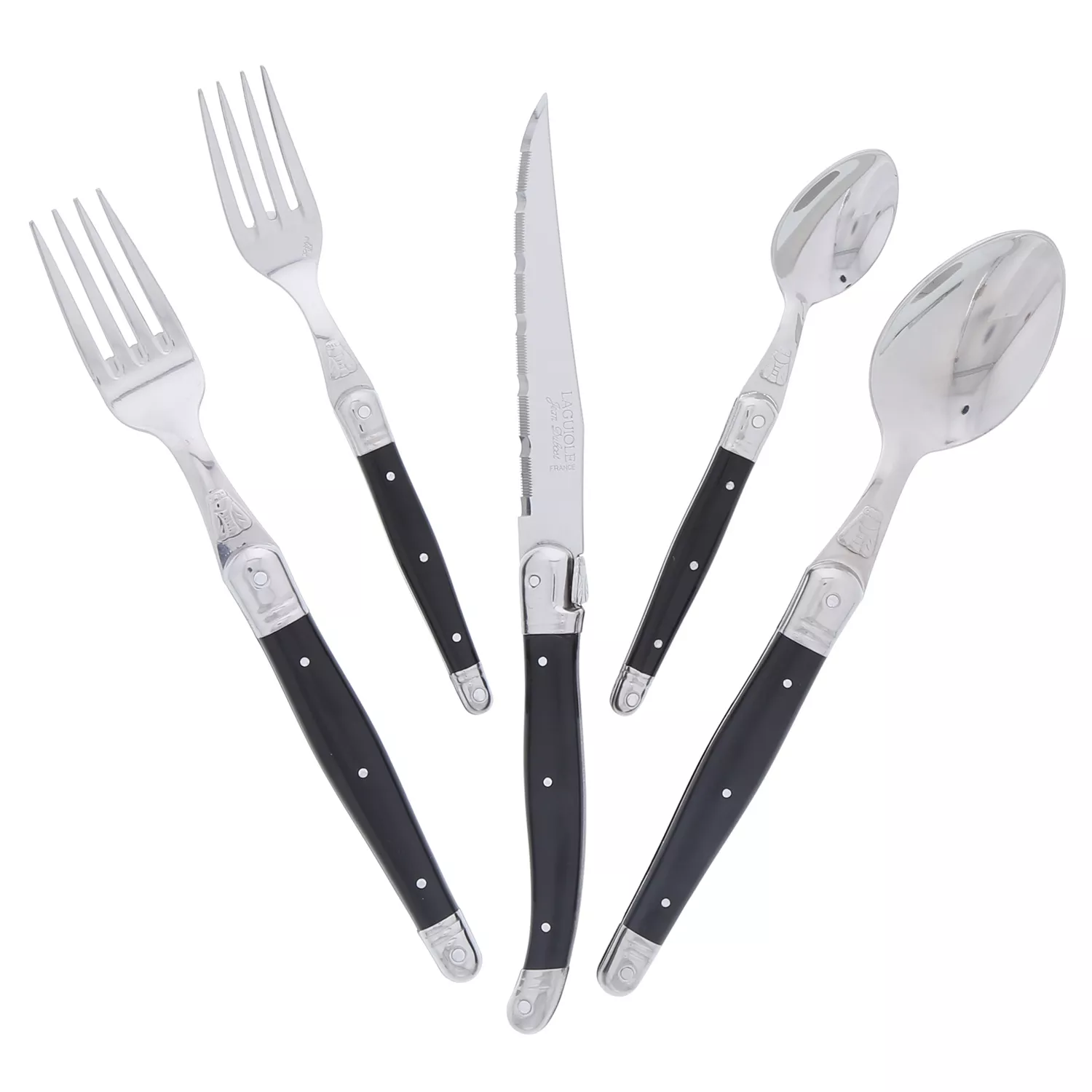 Dubost Black Laguiole Flatware, Set of 20