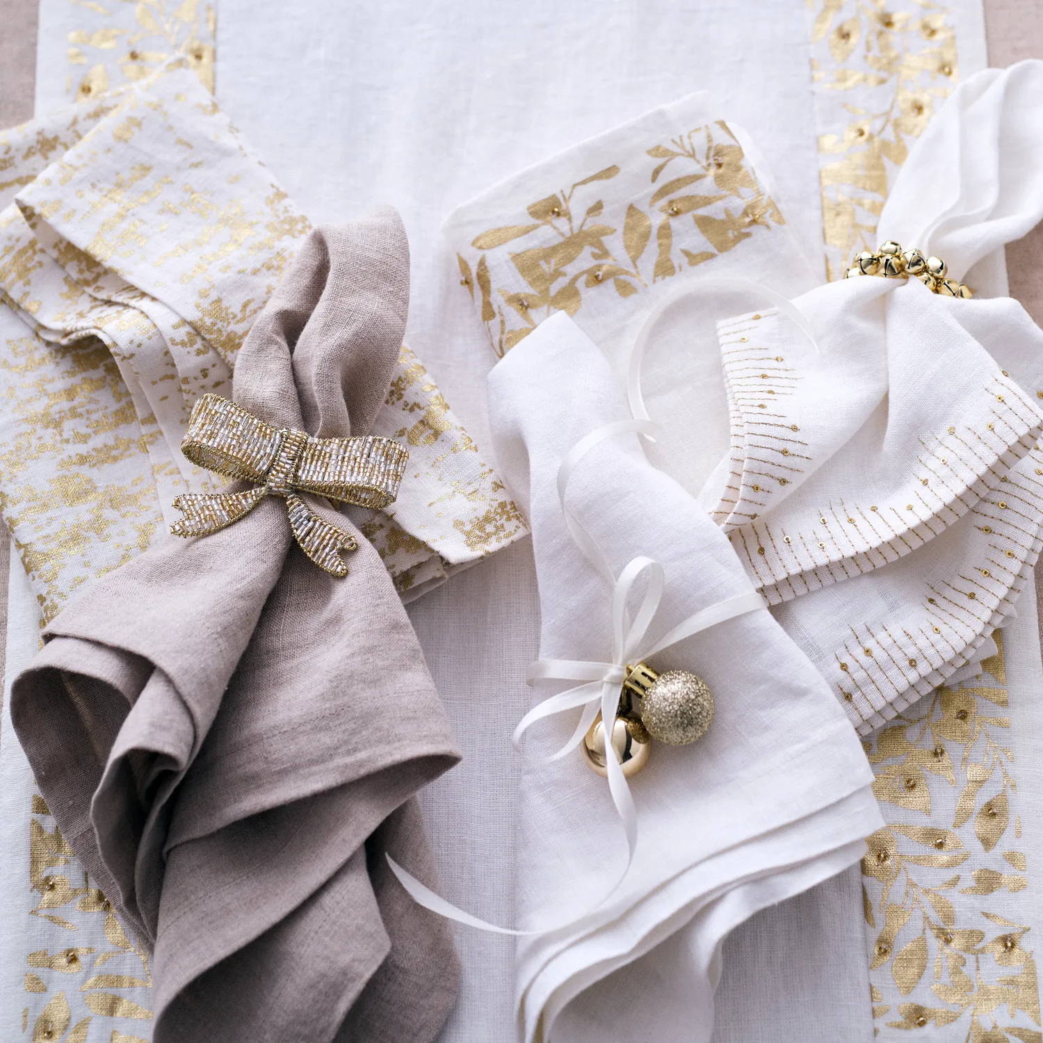 Sur La Table Beaded Linen Napkins, Set of 4