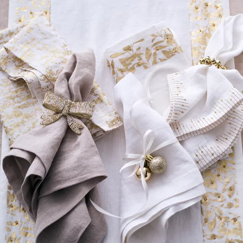 Sur La Table Beaded Linen Napkins, Set of 4