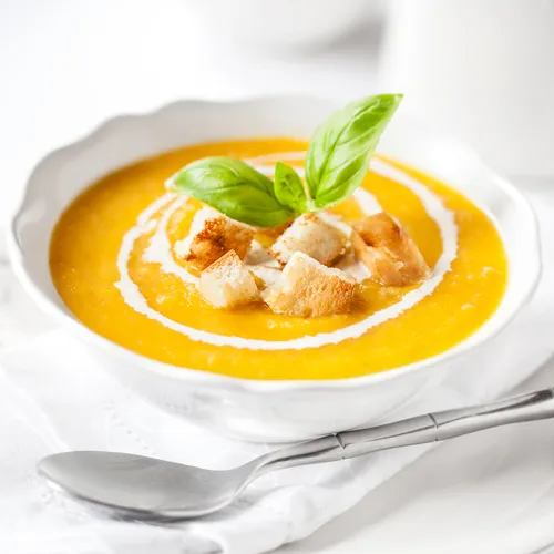 Butternut Squash Apple Soup with Herb Breadcrumbs