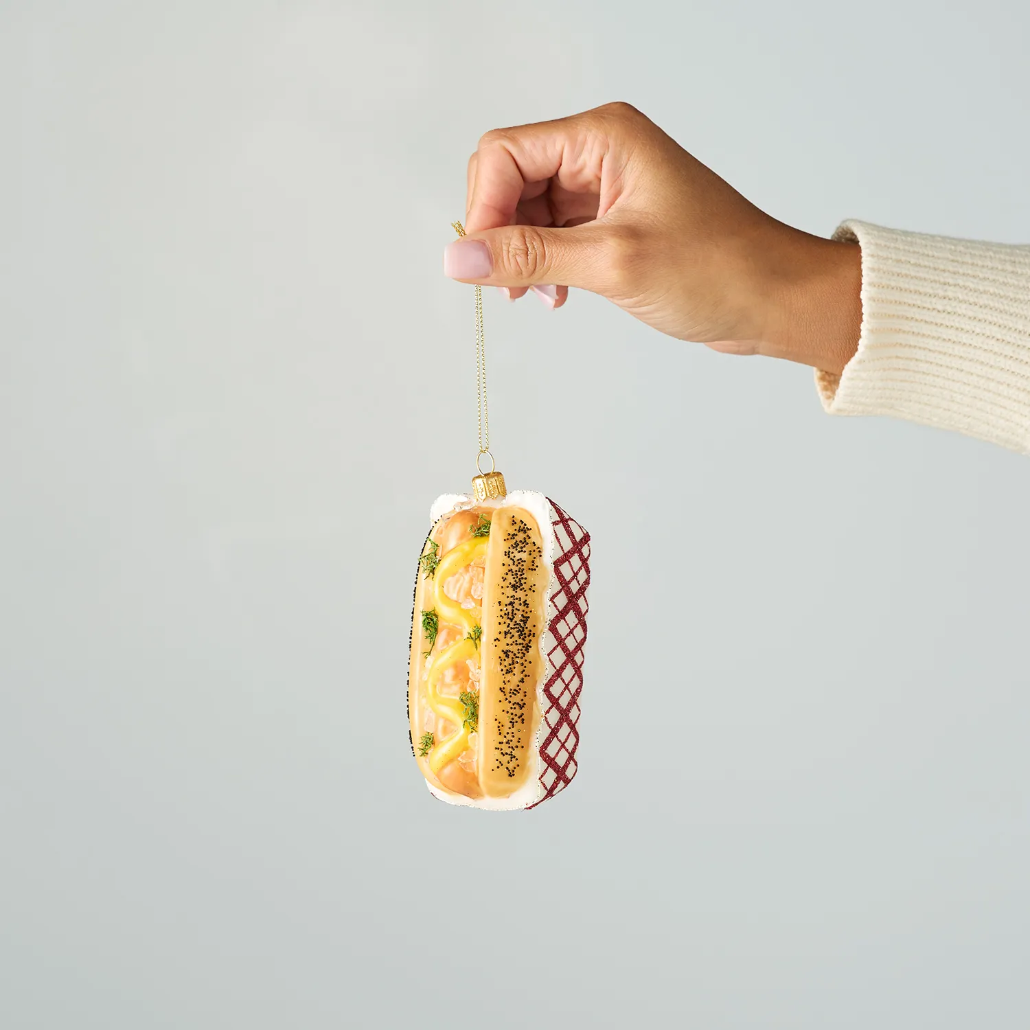 Sur La Table Hot Dog Glass Ornament, 4.72"