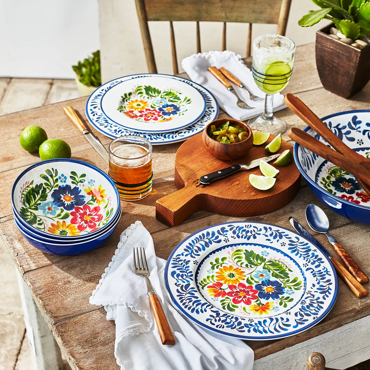 Sur La Table Flora Melamine 12-Piece Dinnerware Set