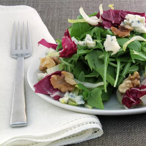 Arugula, Radicchio, Endive, Roasted Walnut and Maytag Blue Cheese Salad