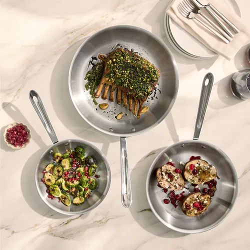 All-Clad D3 Stainless Steel 3-Ply Bonded Cookware 3-Piece Skillet Set, 8", 10" & 12"