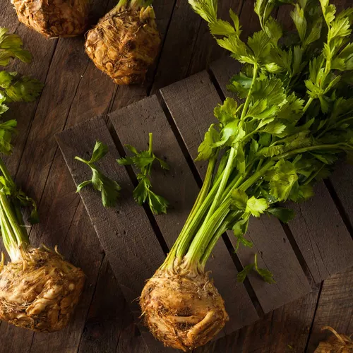 Steam-Grilled Celeriac Fries with Herbs, Pecan and Lemon
