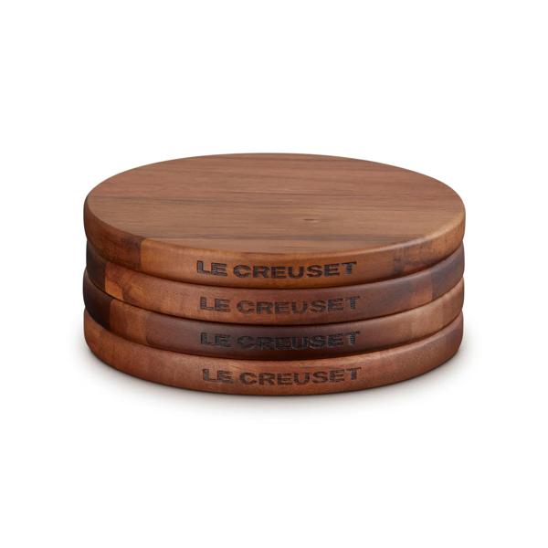 Le Creuset Gourmand Petite Magnetic Wooden Trivets, Set of 4