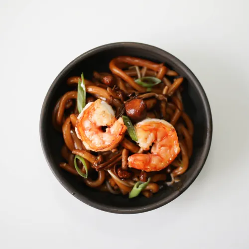 Miso Yaki Udon with Shrimp & Mushrooms
