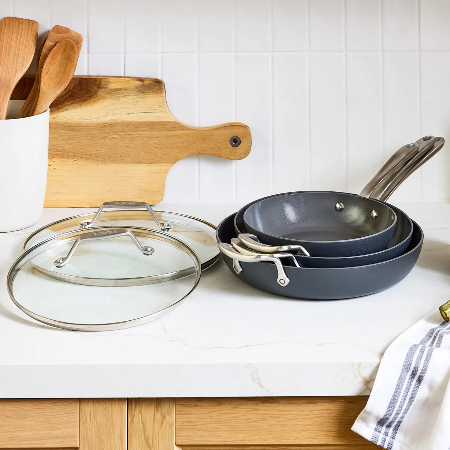 All-Clad HA1 Ceramic Nonstick 5-Piece Skillet Set