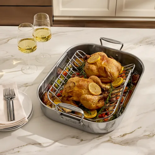 All-Clad Specialty Cookware Stainless Steel Roaster With Rack, 14"x18"