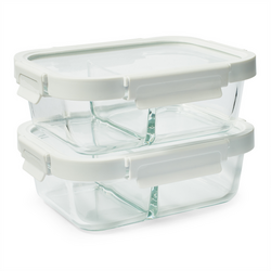 Sur La Table Divided Glass Storage Containers, 4-Piece Set Leftover Containers