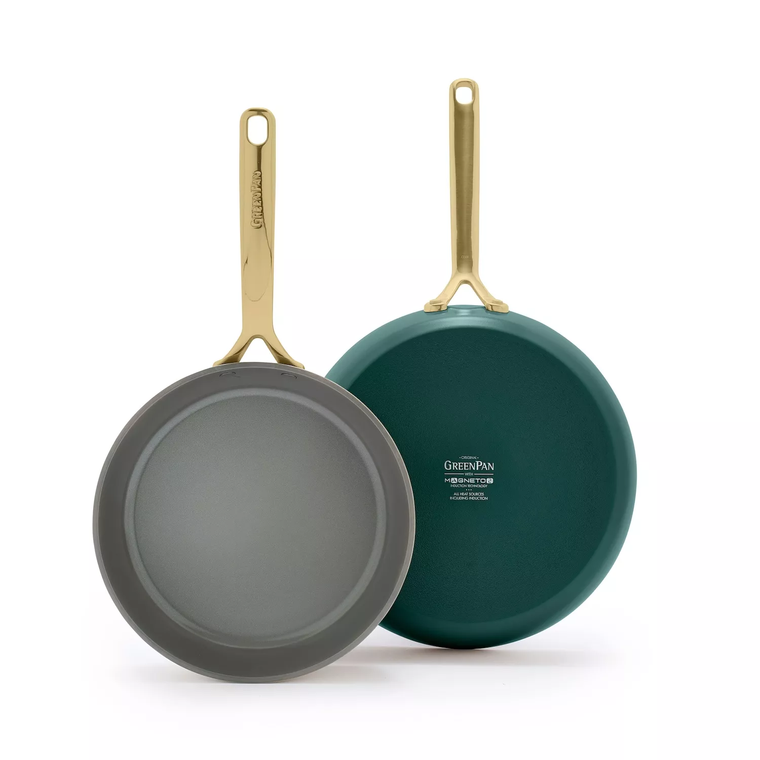 GreenPan GP5 Skillet Set with Champagne Handles  9.5" & 11"