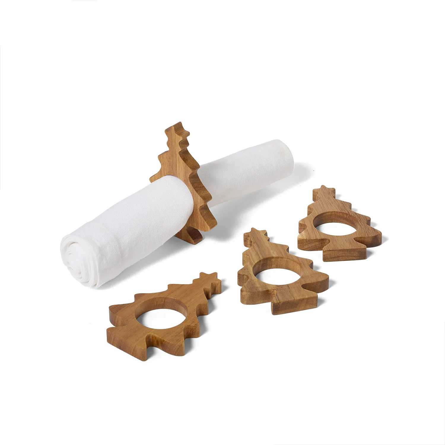 Sur La Table Christmas Tree Napkin Rings, Set of 4