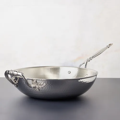 Ruffoni Opus Prima Hammered Stainless Steel Wok, 12"